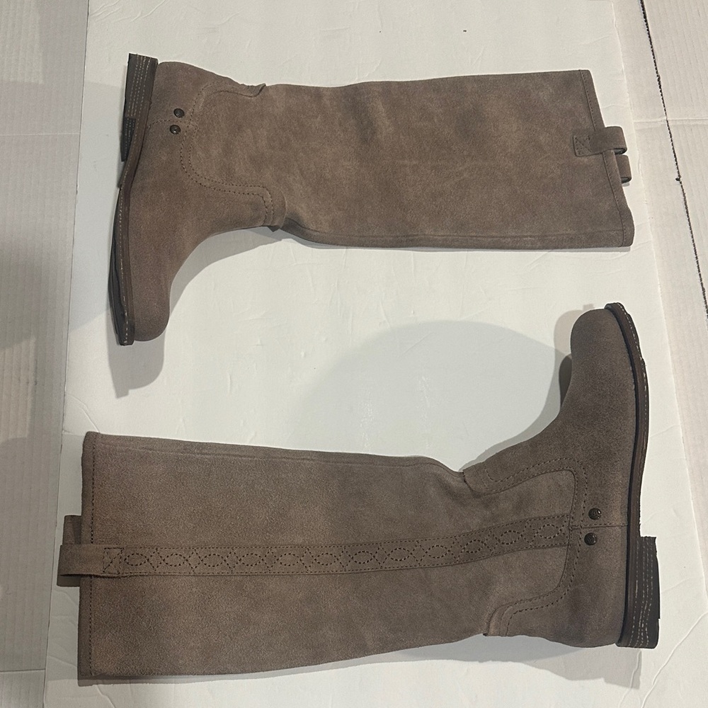 ORBT Putney light Brown tan leather Knee-High Boots with pull tabs side design - Picture 2 of 13